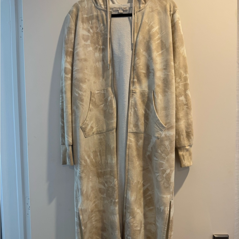 Macy's Tan Tie-Dye Long Coat
